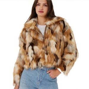 French Connection Multicolor Faux Fur Jacket